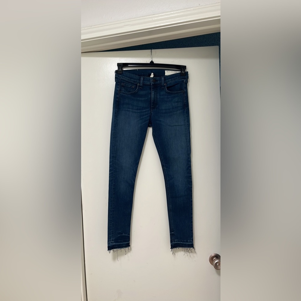 Rag and Bone Women’s Skinny Ankle Jeans in Dark Blue Wash